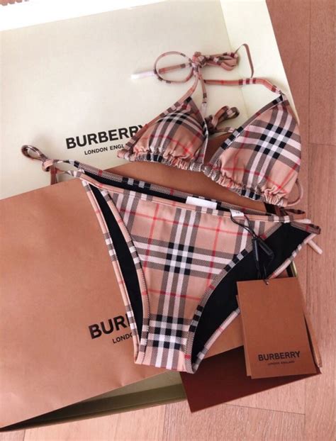 blue and orange burberry swimsuit|burberry high waisted bikini.